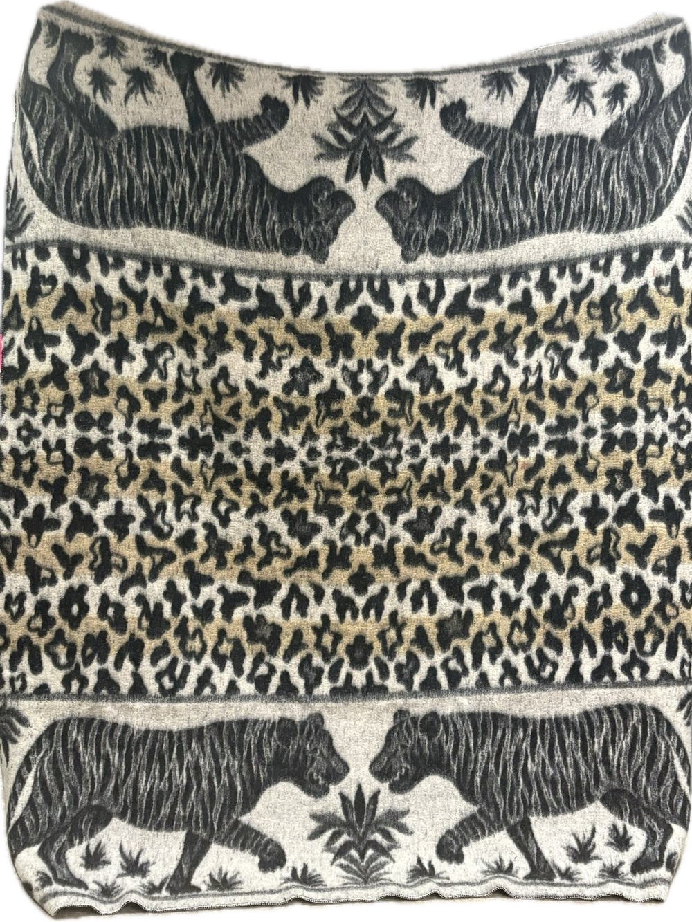 VTG Santa Catalina Peruvian Wool Tiger Blanket Reversible Cheetah Leopard 72x84